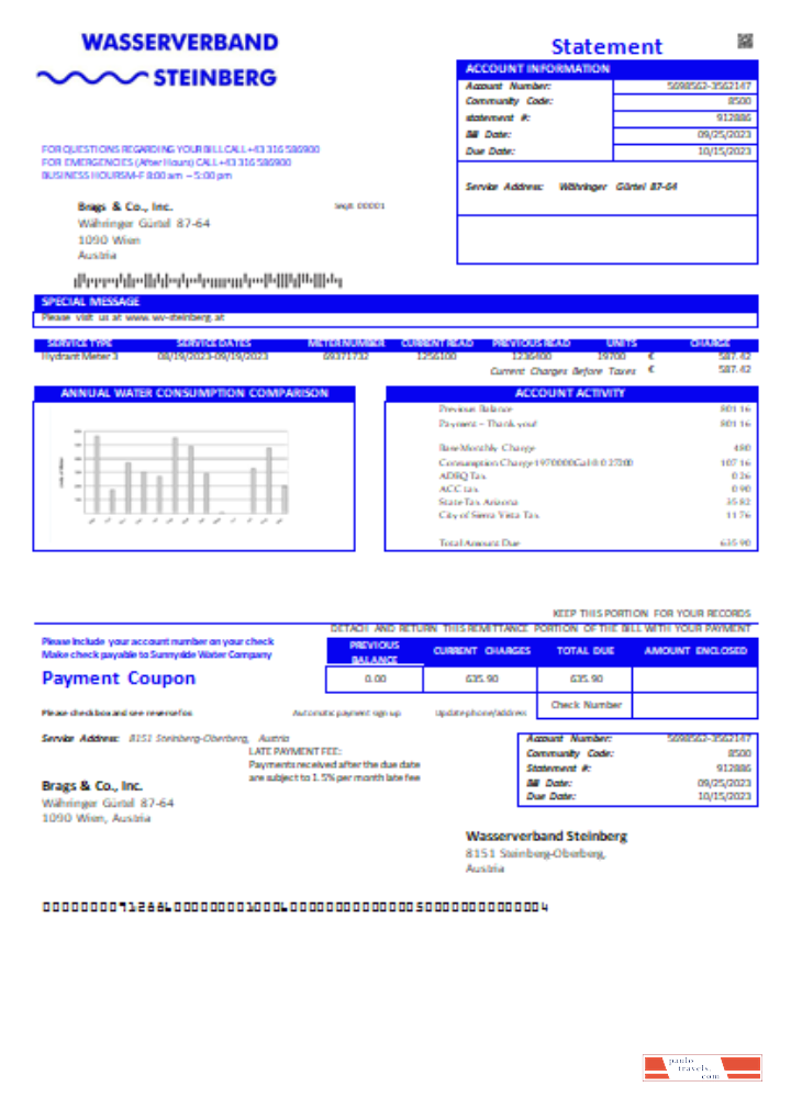 Wasserverband Steinberg water utility business bill SCR PSD template